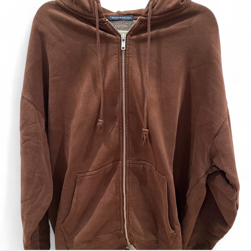 Brandy Melville Brown Zip-Up Sweater